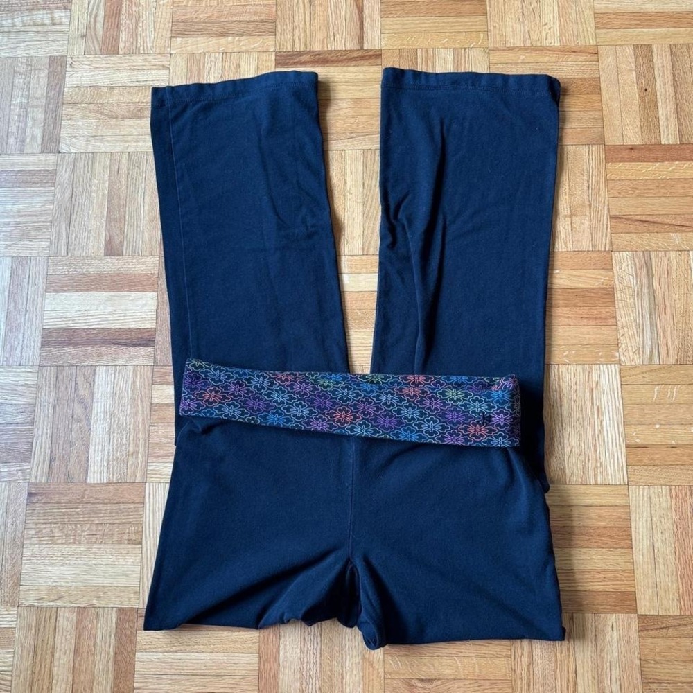 y2k 2009 fold over floral flare leggings by old navy